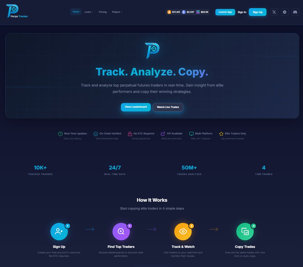 PerpsTracker - The only Solana perpetual futures copy-trading platform with leaderboards and TradingView charts